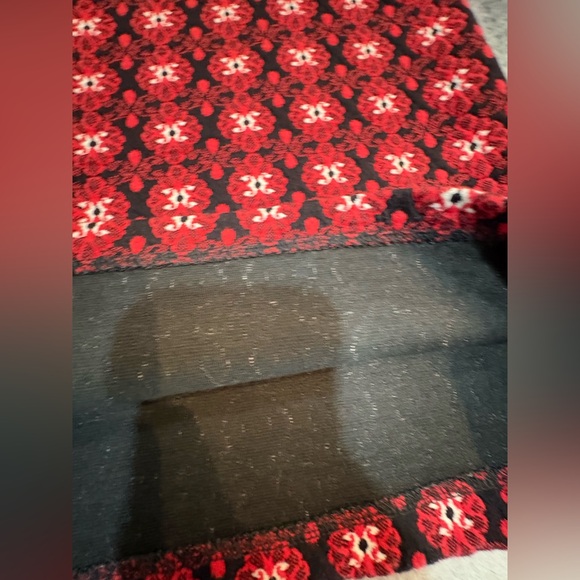 LOFT Ann Taylor Red Black Floral Medallion Textured Jacquard Shift Dress M (A7) - Picture 9 of 10